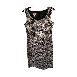 Talbots Dress Size 8 Sleeveless Sheath Multicolor Stretch Lined Zip Classic Work